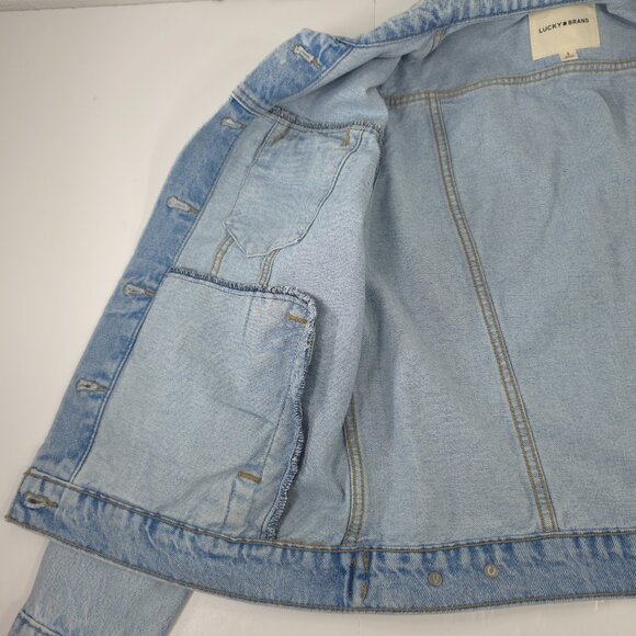 NWT $109 LUCKY BRAND BLUE DENIM JACKET WOMEN'S SIZE LARGE LIGHT WASH POCKETS NEW - Picture 11 of 16